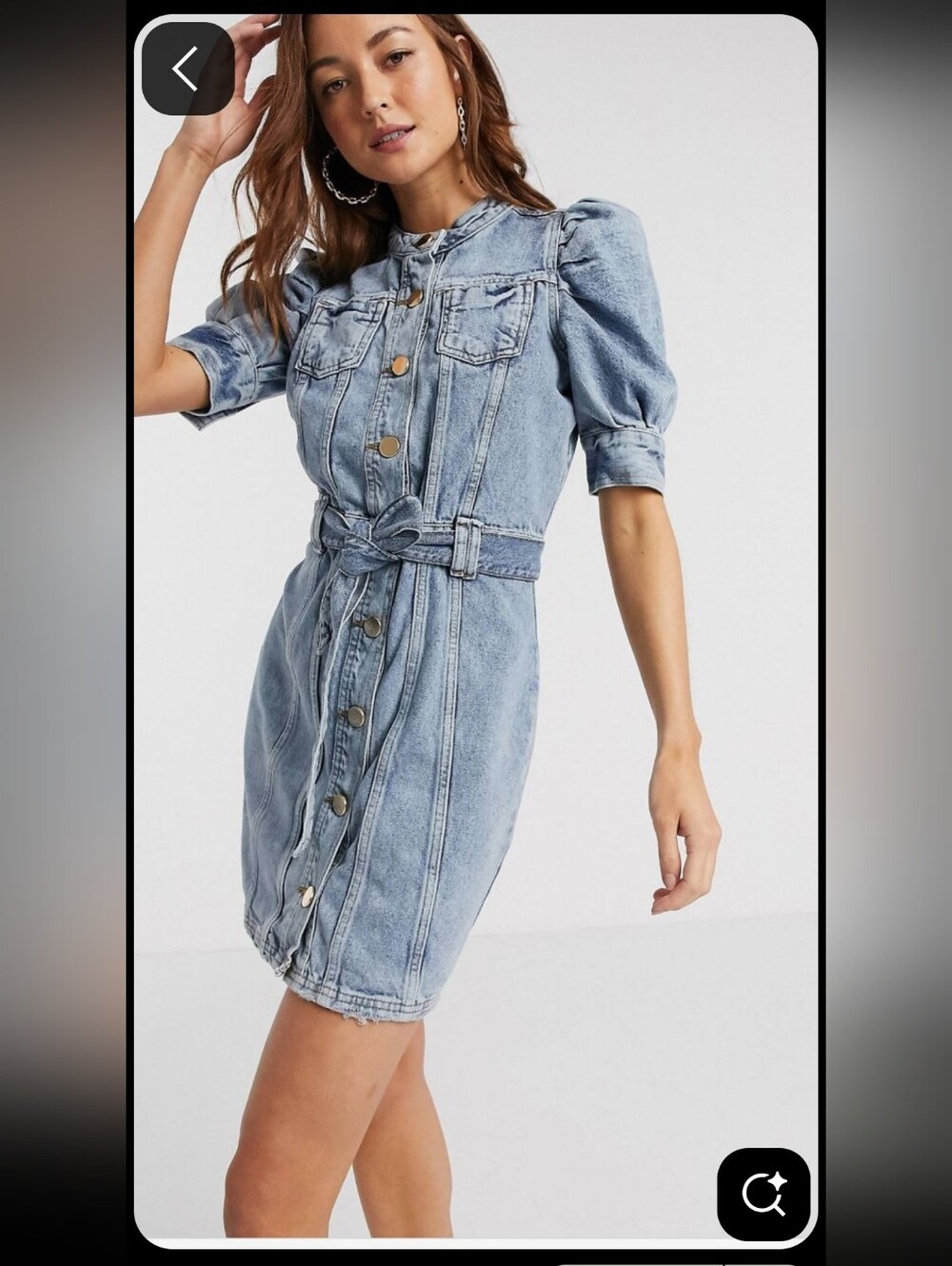 River Island Light Blue Washed Denim Shirt Dress In Mid Blue
